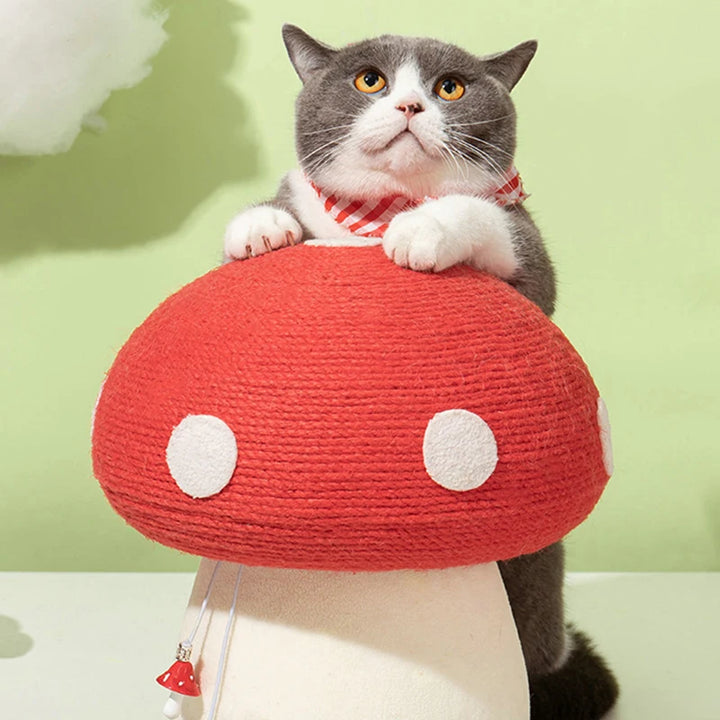 Charming Red Mushroom Cat Scratching Post