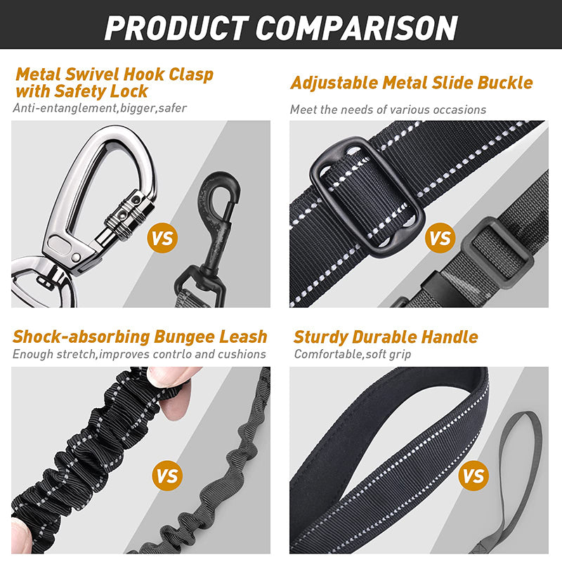 Durable No-Pull Reflective Bungee Dog Leash