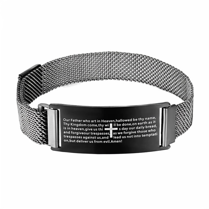 Christian Cross Stainless Steel Magnetic Cuff Bracelet for Men