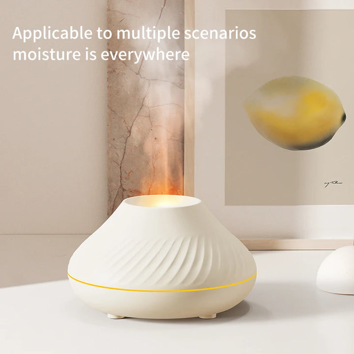 Flame Simulation Aromatherapy Humidifier with Colorful Gradient Night Light