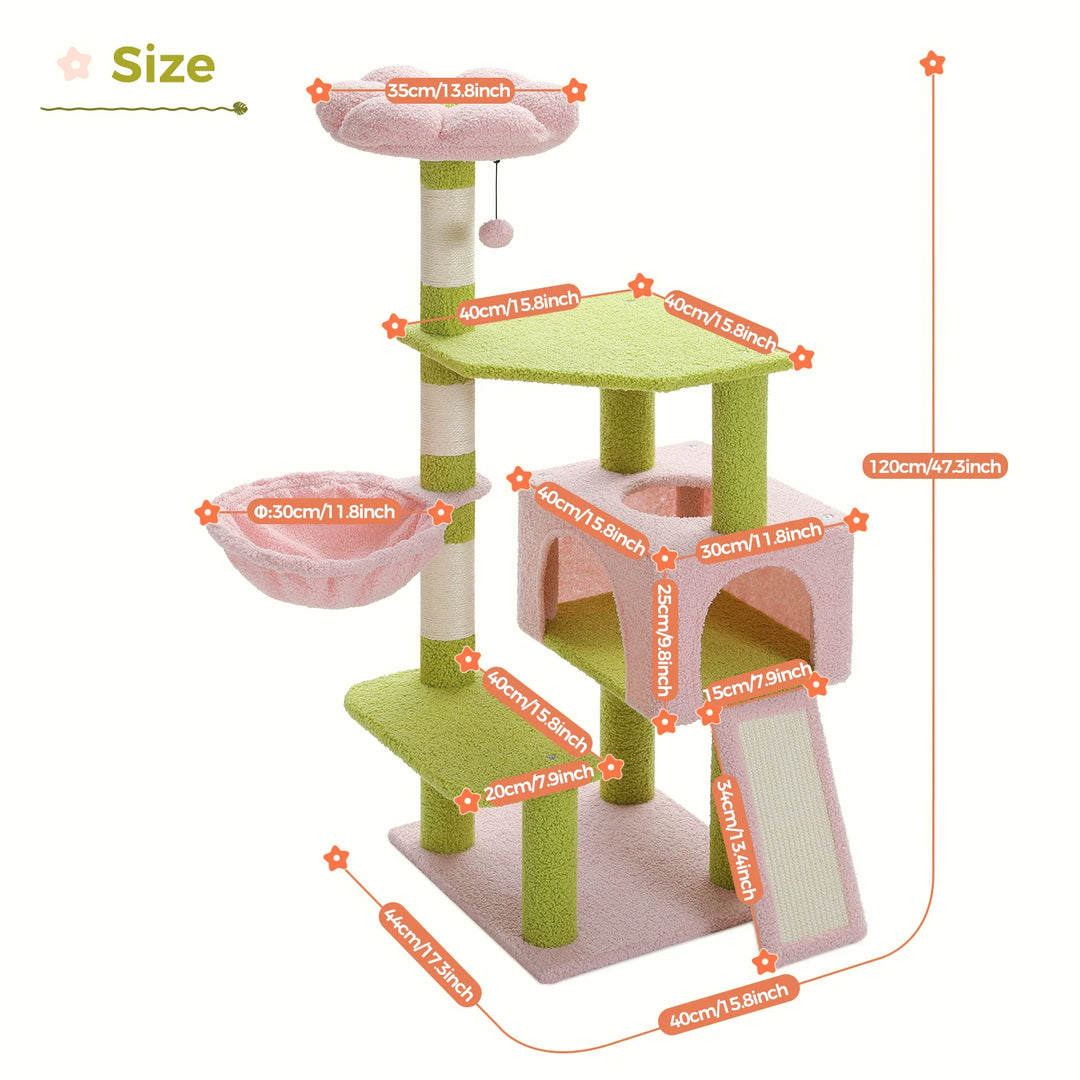 Multi-Level Cat Tree with Scratching Posts and Hammock