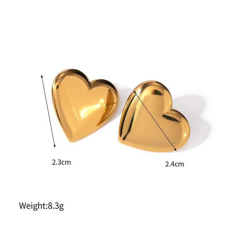 18K Gold Plated Stainless Steel Heart Stud Earrings