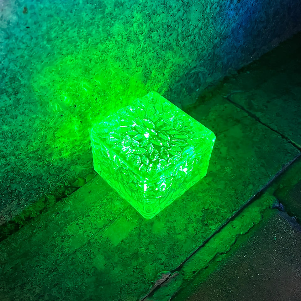 Solar-Powered LED Garden Path Lights - Decorative Outdoor Ice Cube Lamps