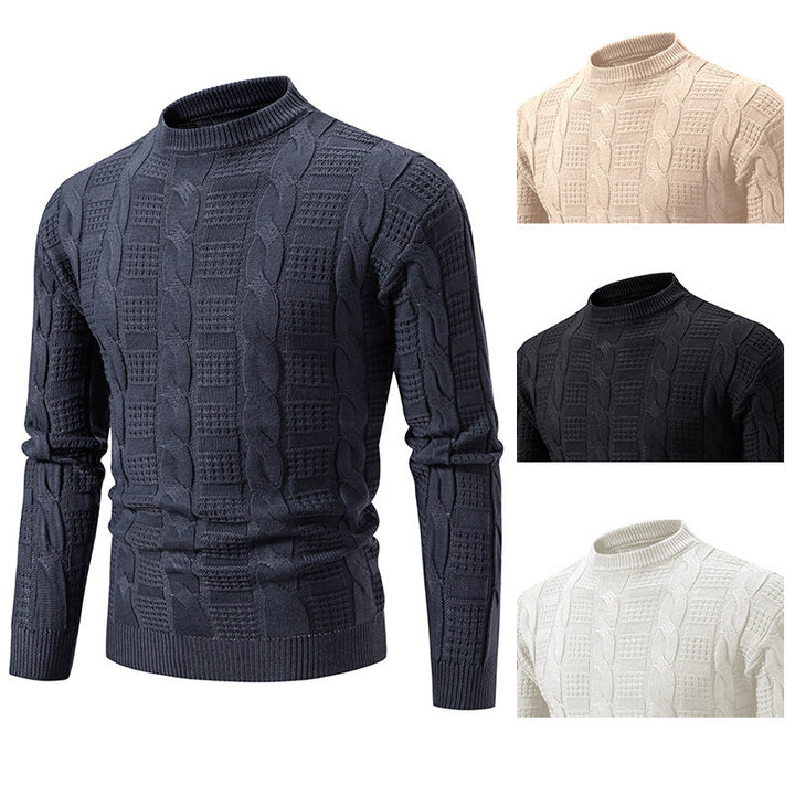 Men's Round Neck Twisted Pullover Men's Knitwear