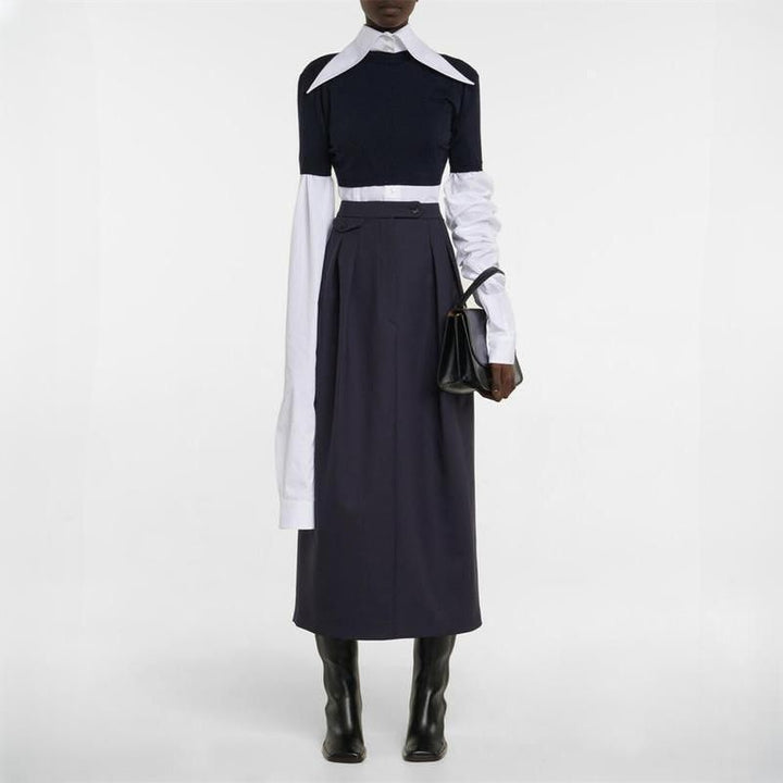 High-Waisted Vintage Pleated Midi Skirt for Women
