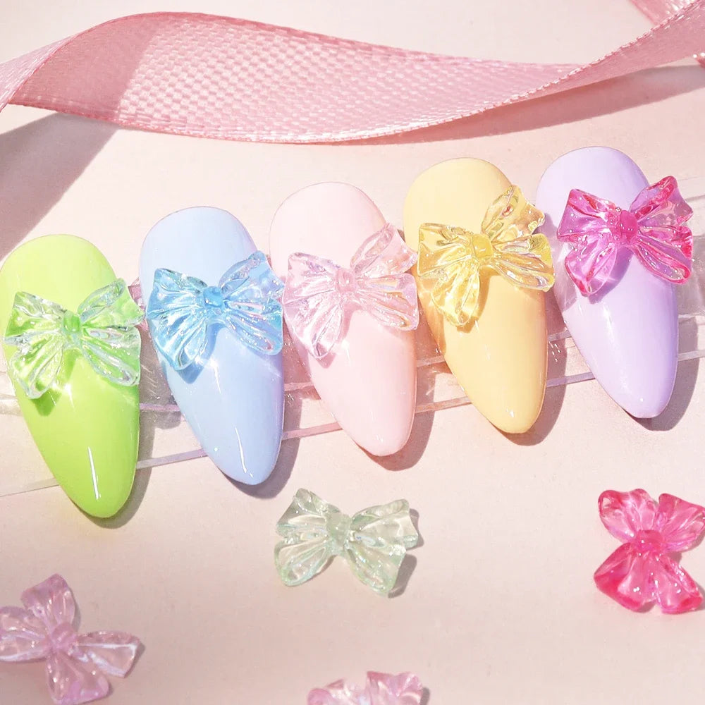 Candy Pink Bow Nail Charms