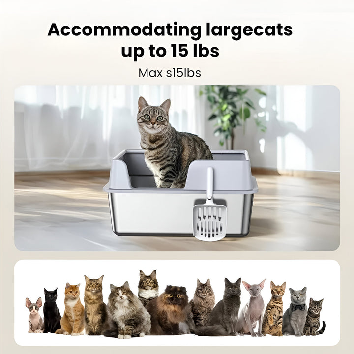 Stainless Steel Cat Litter Box with Lid