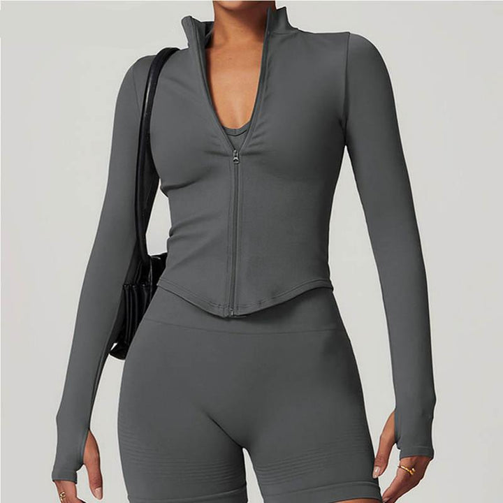 Women’s Quick Dry Crop Top Zipper Jacket