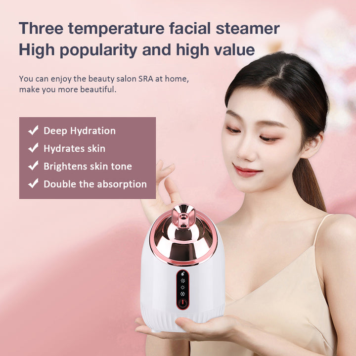 Hydrating Nano Mist Facial Steamer with Hot & Cold Spray for Deep Pore Cleansing & Moisturizing