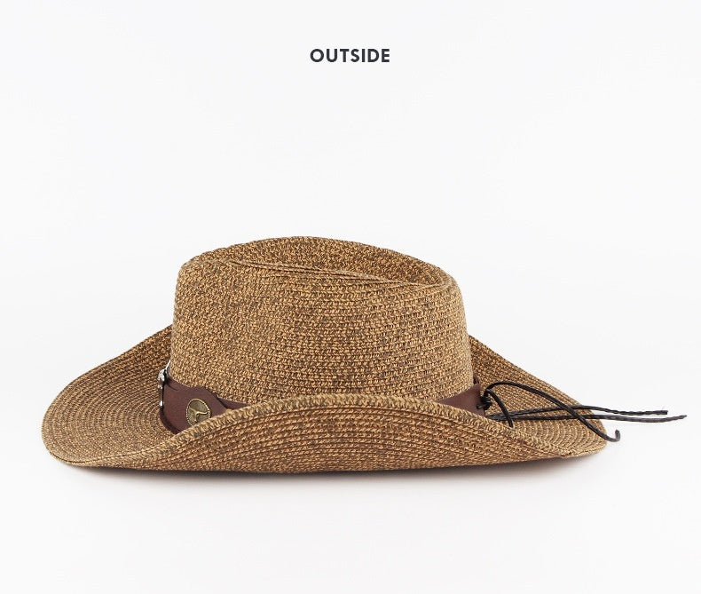 Outdoor Sunshade Western Denim Mixed Color Straw Hat