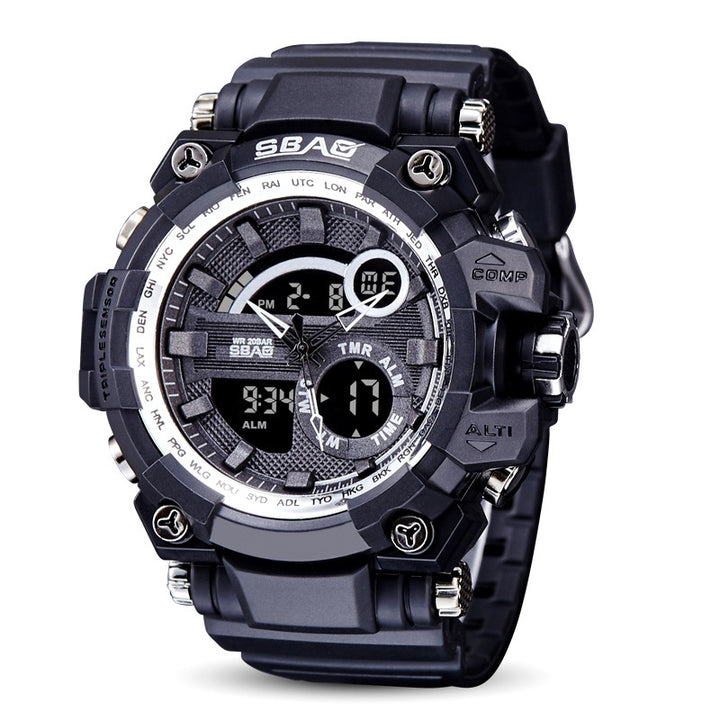 Dual display electronic waterproof outdoor LED watch