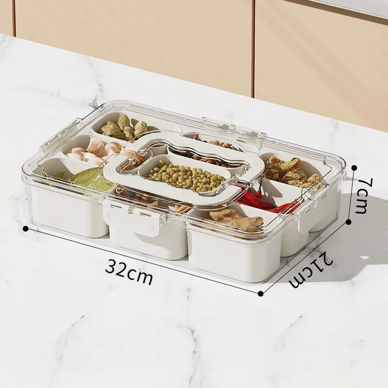 Portable Snack Organizer Box with Divided Compartments and Handle