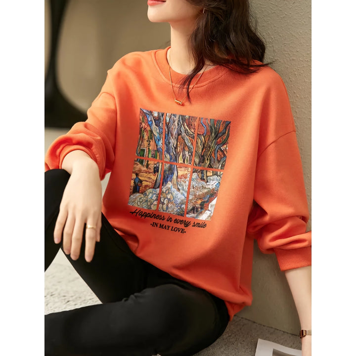 Graphic Print Long Sleeve Casual Pullover