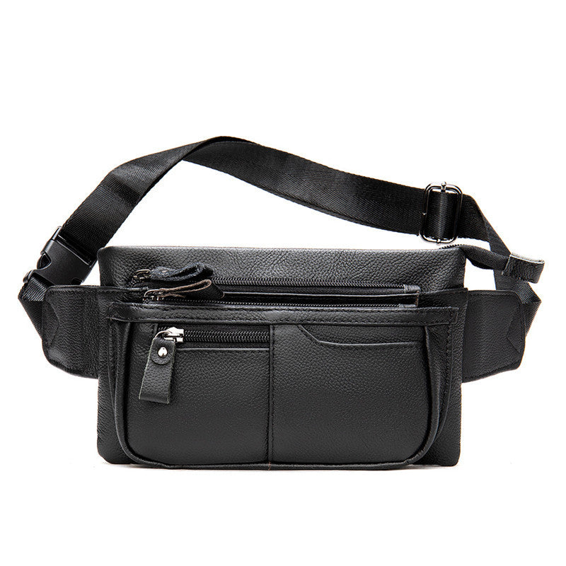 Top Layer Cowhide Casual Sports Crossbody Chest Bag