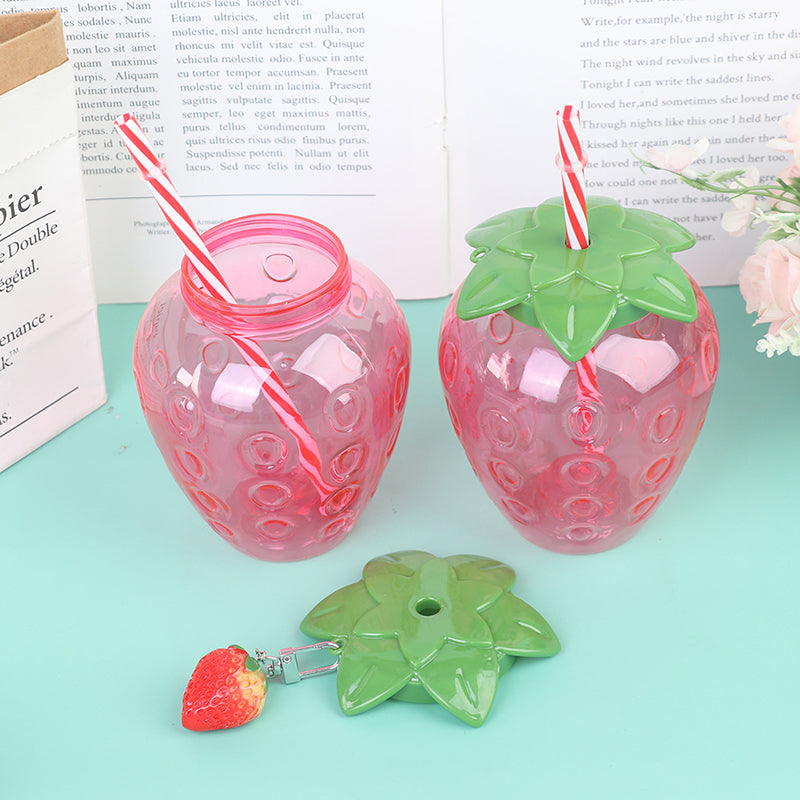 Cartoon Strawberry Straw Cup