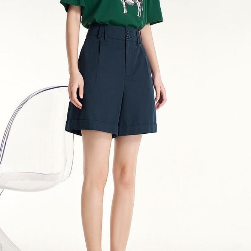 Summer Casual Knee-Length Wide Leg Shorts with Cat Embroidery