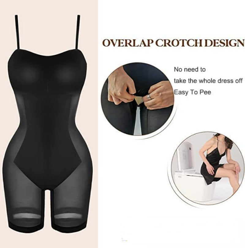 Women's Shapewear Dress Jumpsuit Tummy Tuck Lift Corset Open Crotch Suspender Tight Long Skirt Chest Pad Bodysuit Dress