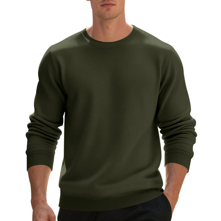Fleece-lined Crew Neck Sweater Male Loose Casual Top