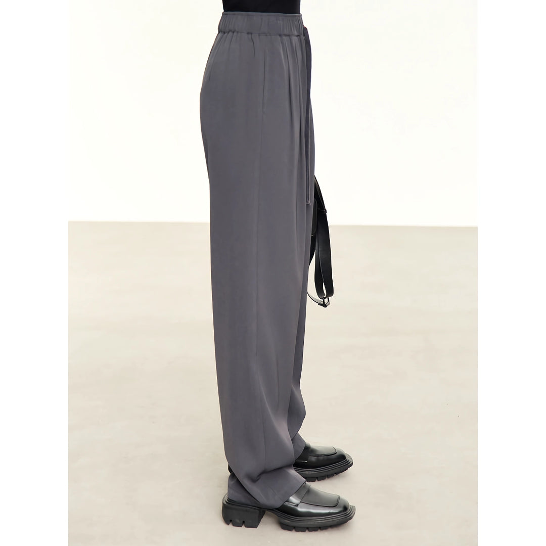 Minimalist Straight Autumn Pants for Women - Drawstring Elastic Casual Loose Trousers