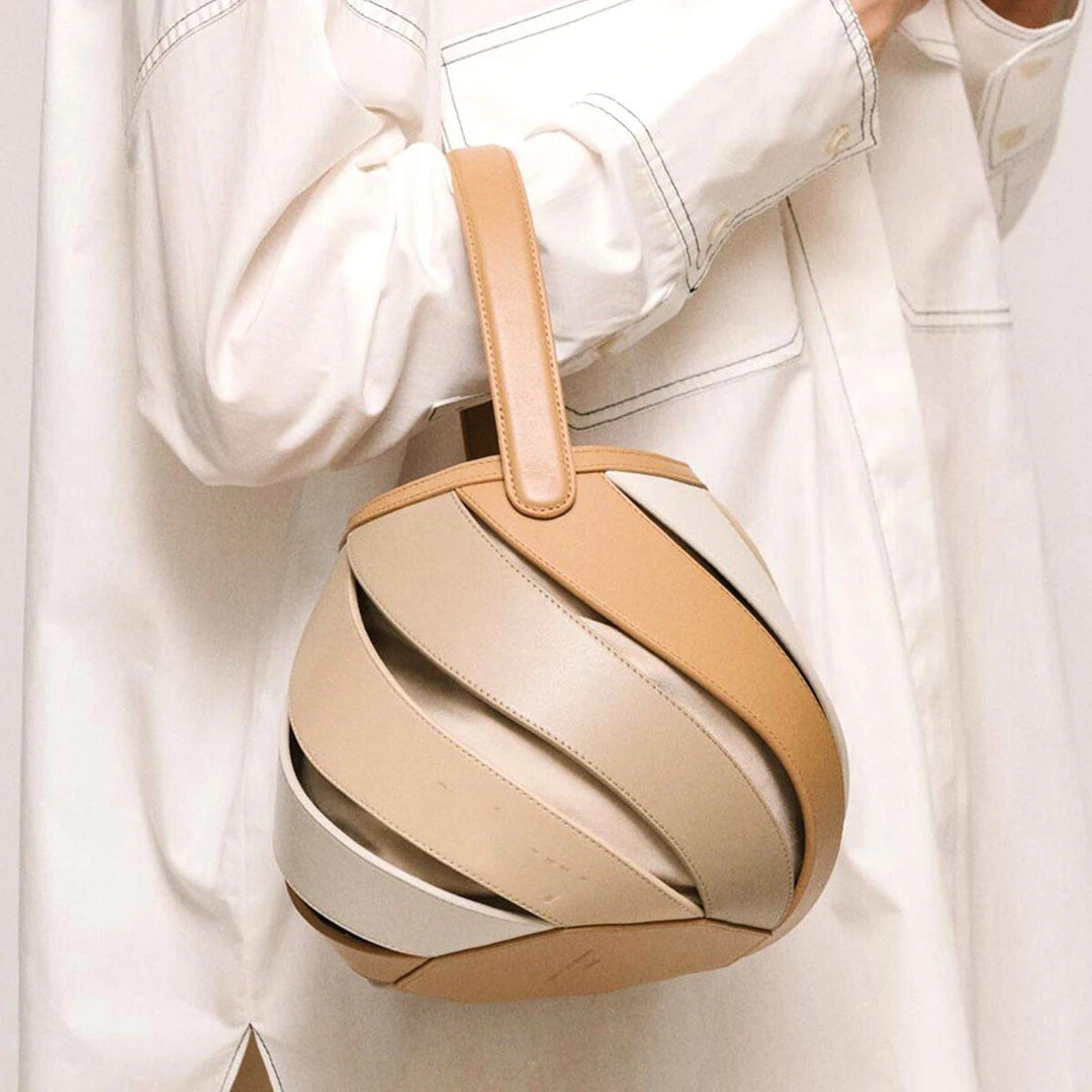 Colorful Striped PU Leather Bucket Handbag