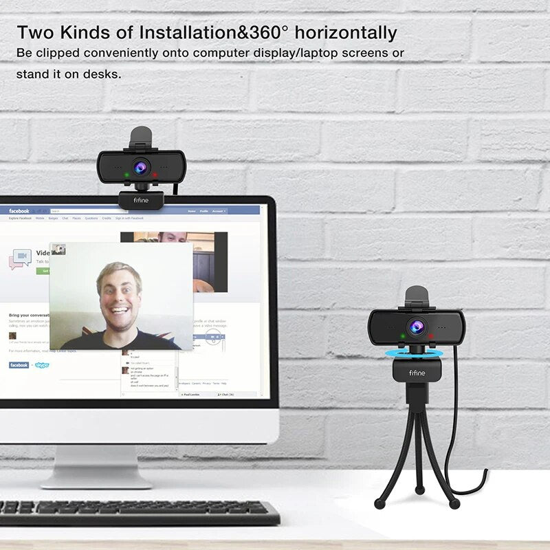 1440p Full HD Webcam with Microphone & Tripod for Desktop & Laptop