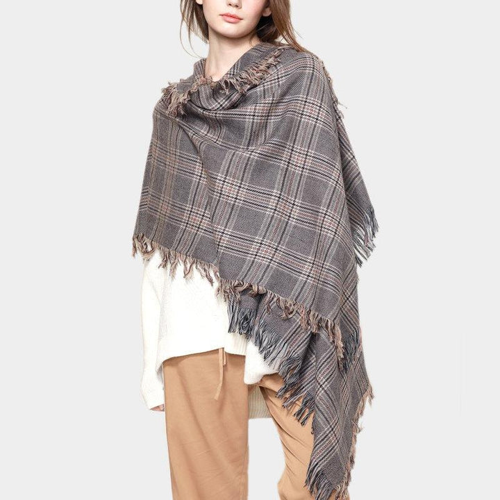 Luxury Wool Plaid Scarf for Women