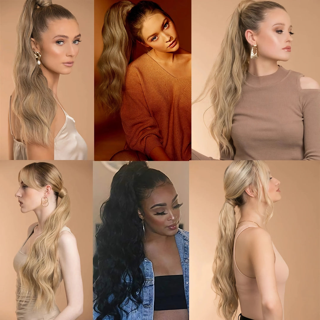 Blonde Wavy Hollywood Style Clip-In Ponytail