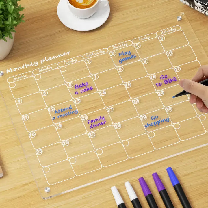 Clear Acrylic Magnetic Fridge Calendar Board