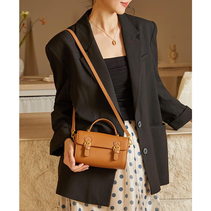 Elegant Leather Small Square Shoulder Messenger Bag