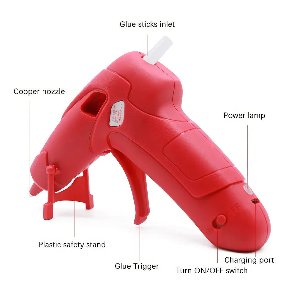 Rechargeable Cordless Hot Melt Glue Gun Kit with Glue Sticks
