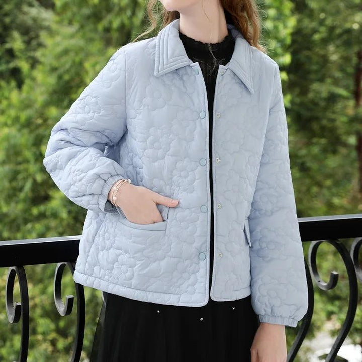 Blue Short Casual Cotton Coat