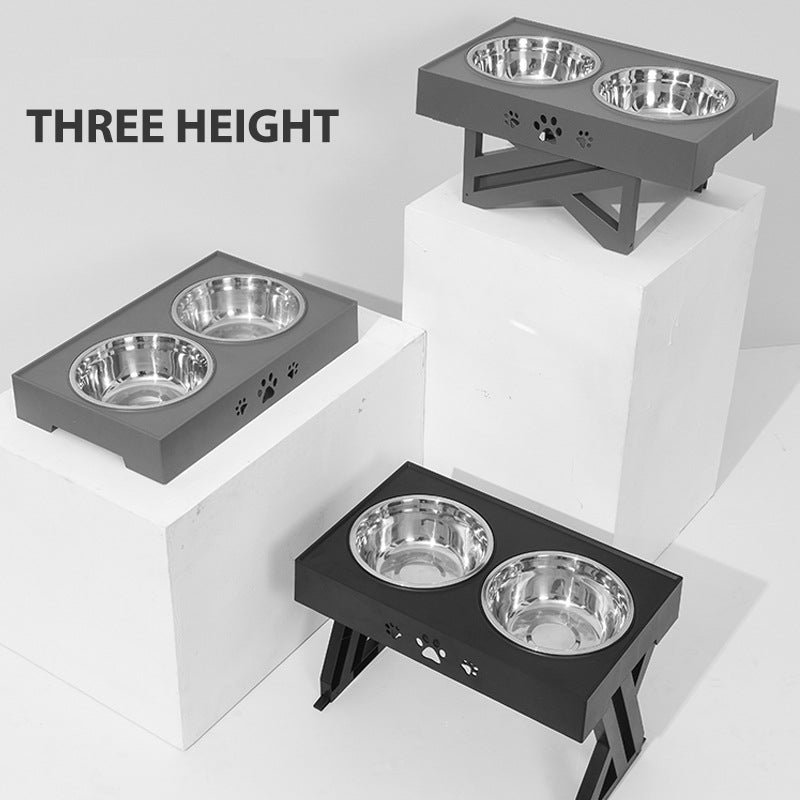 Adjustable Height Double Bowls with Stand