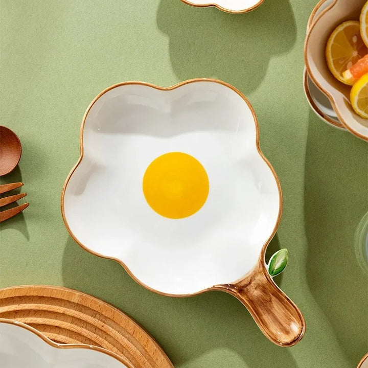 Gold-Plated Irregular Ceramic Bowl