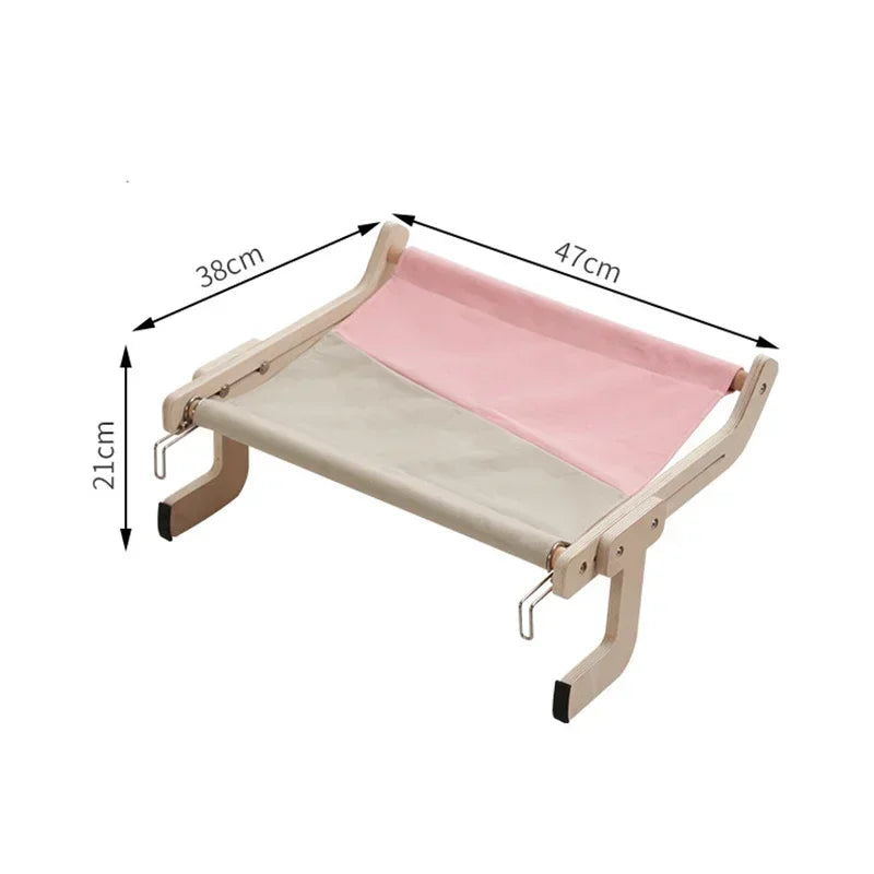 Wooden Cat Hammock Bed - Easy Assembly, Washable Cotton Canvas, Plywood Frame