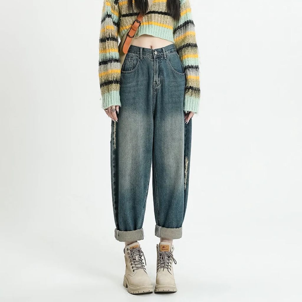Vintage Loose Slim Ripped Women&