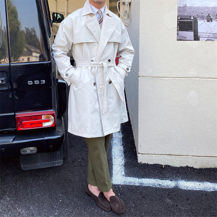 Commuting Mid-length Trench Coat With Double-breasted Lapels