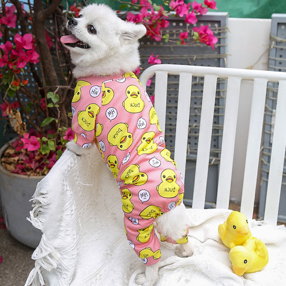 Cozy Cotton Duck Print Dog Romper Pajamas