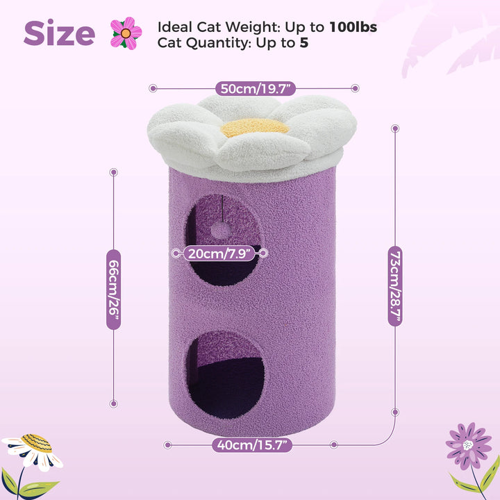 Luxury Double-Deck Cat Bed with Flower Perch