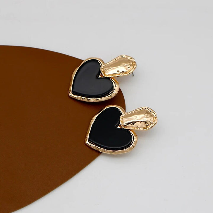 Black Heart Drop Earrings - Vintage Zinc Alloy Fashion Jewelry