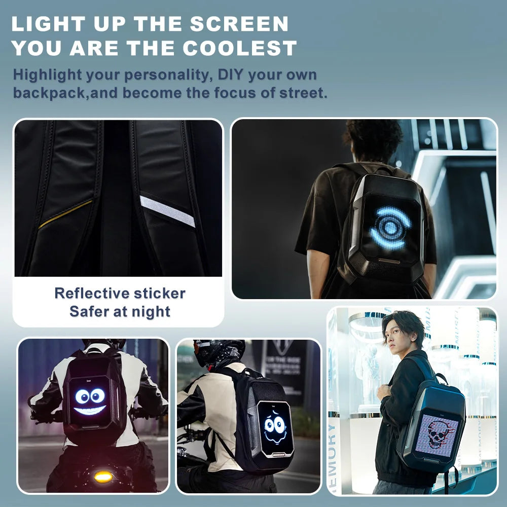 Smart LED Backpack with Pixel Art Display for Business and Travel