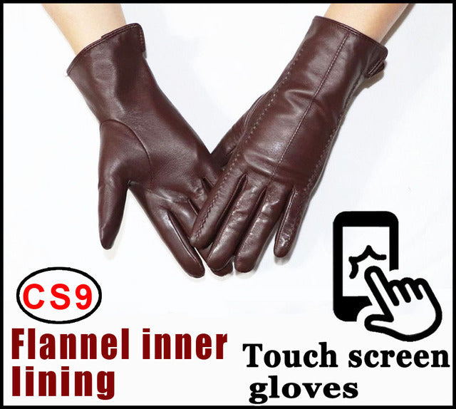 Women's Sheepskin Gloves Winter Warmth Plus Velvet Short Thi