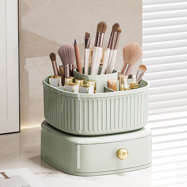 360 Rotating Makeup Brushes Holder with Drawers