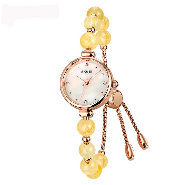 Fashionable All-match Elegant Women's Quartz Watch Pearl Natural Stone Strap Bracelet Watch