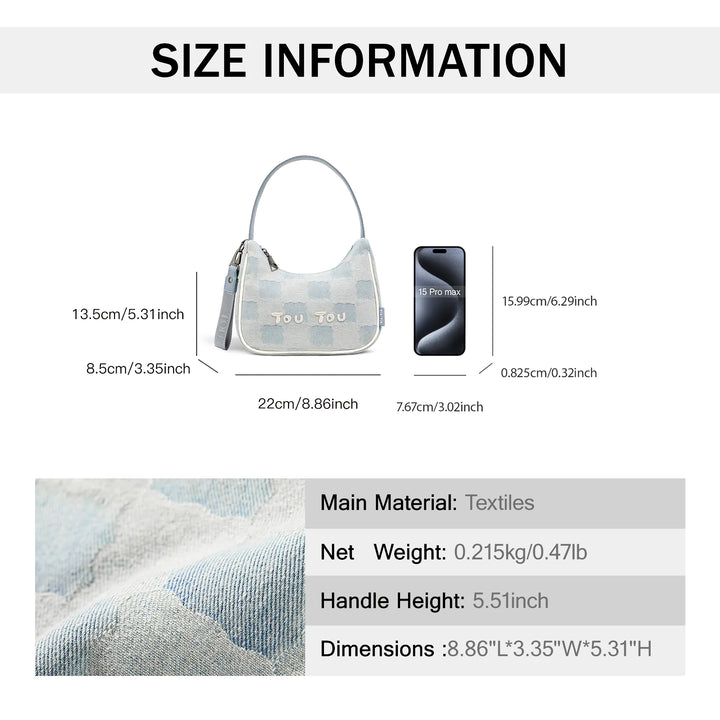 Versatile Biscuit Pattern Imitation Denim Shoulder Bag