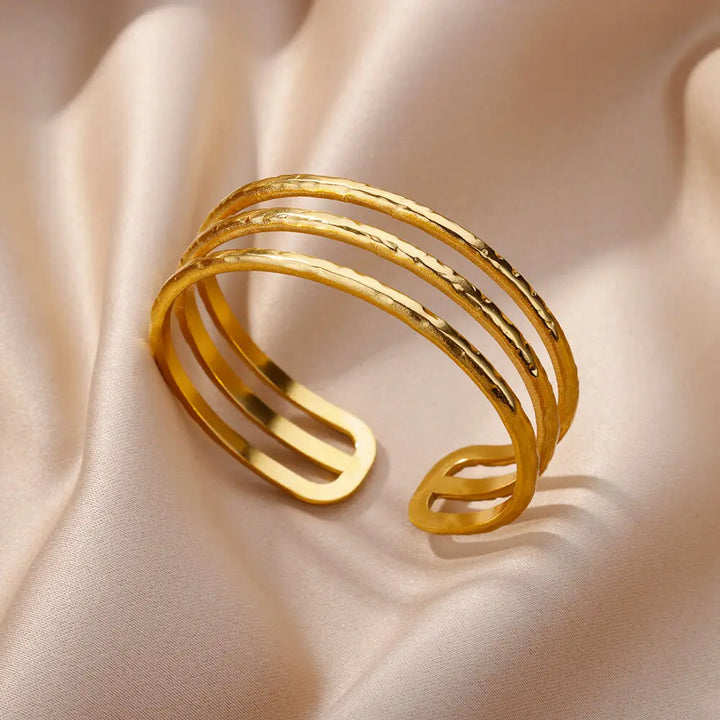 Elegant Multi-Layer Gold Stainless Steel Bangle Bracelet