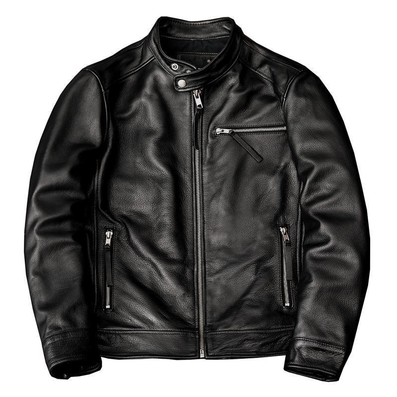 Leather Men's Stand Collar Leather Jacket Coat Youth