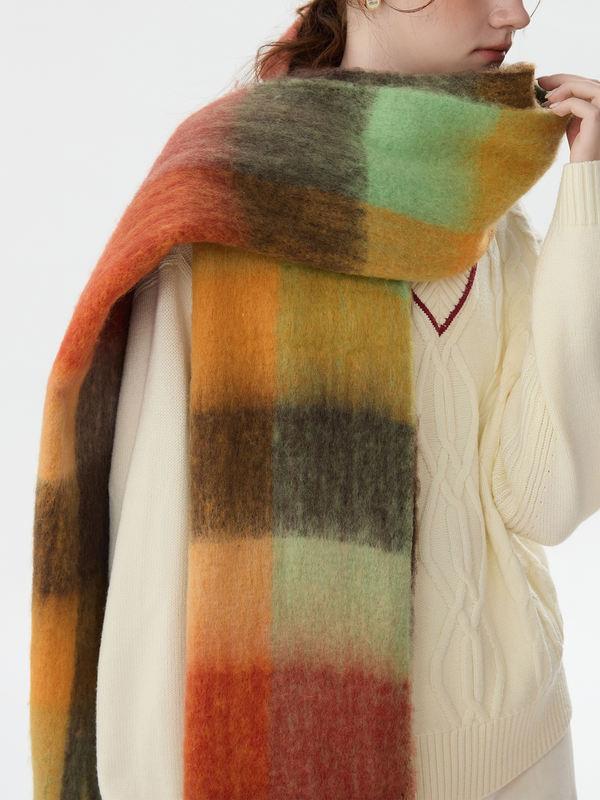 Winter Women's Long Patchwork Scarf - Cozy & Stylish 14"x 83"