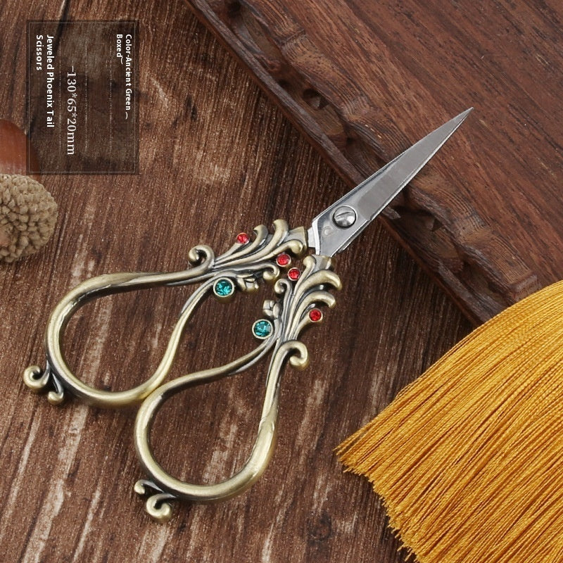 Retro Stainless Steel Pointed Toe Phoenix Tail Paper-cut Window Decoration Scissors