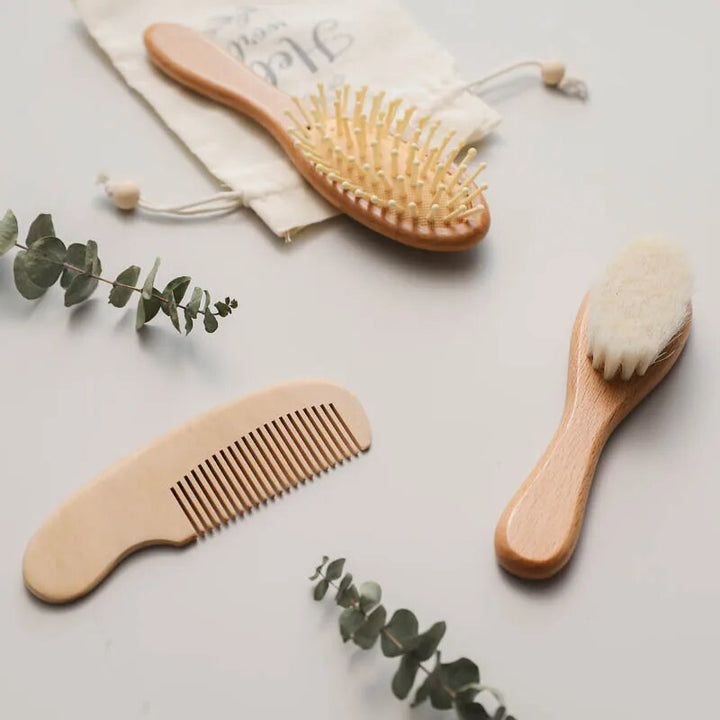 Beech Wood Baby Hair Brush and Massager