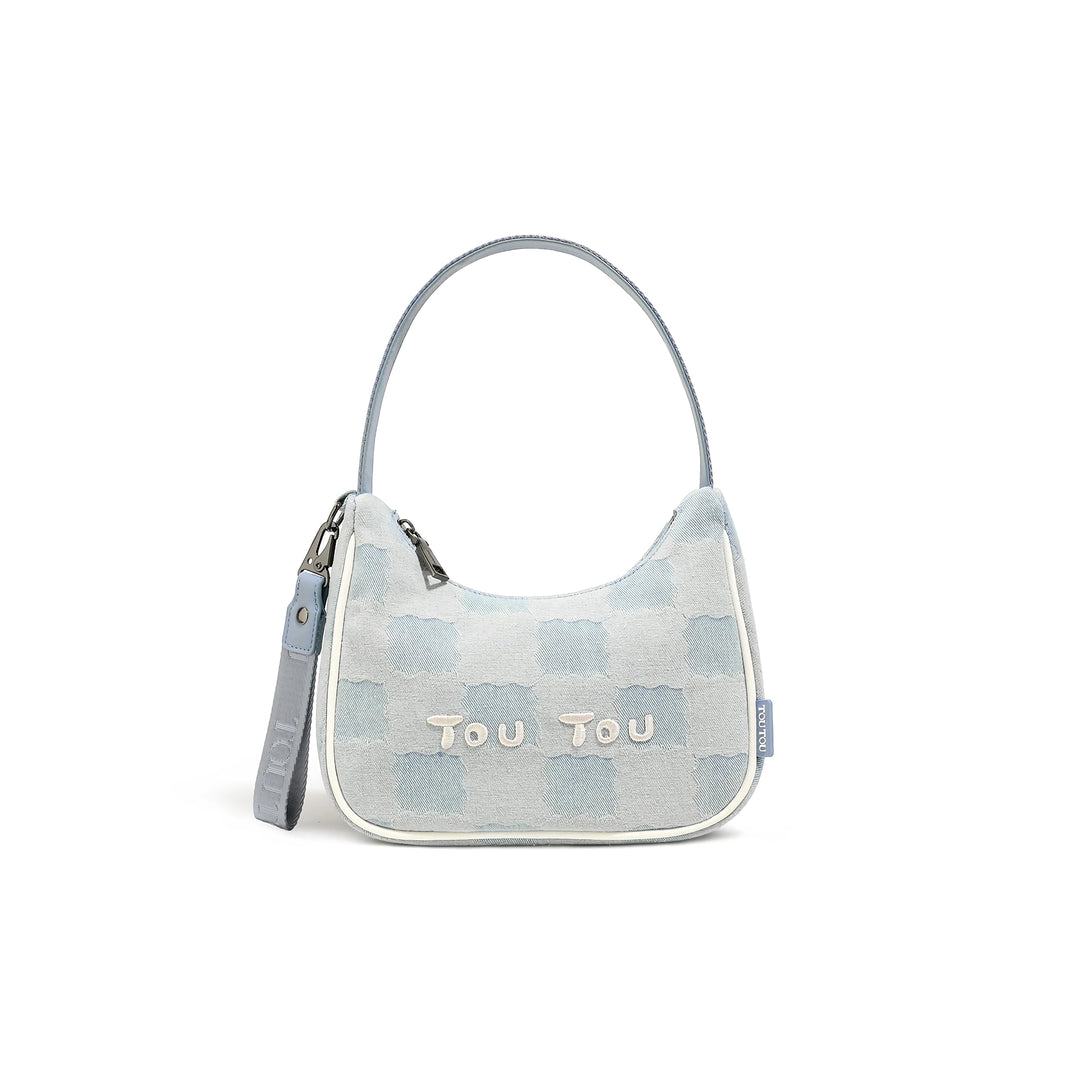 Versatile Biscuit Pattern Imitation Denim Shoulder Bag